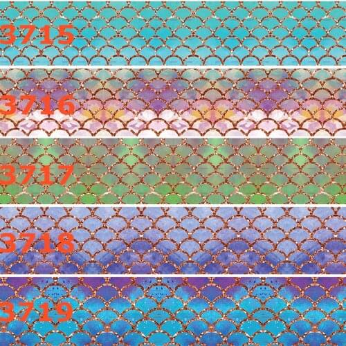 10yards - different sizes - Fish scale printed grosgrain ribbon -gradient color fish scale design ribbon