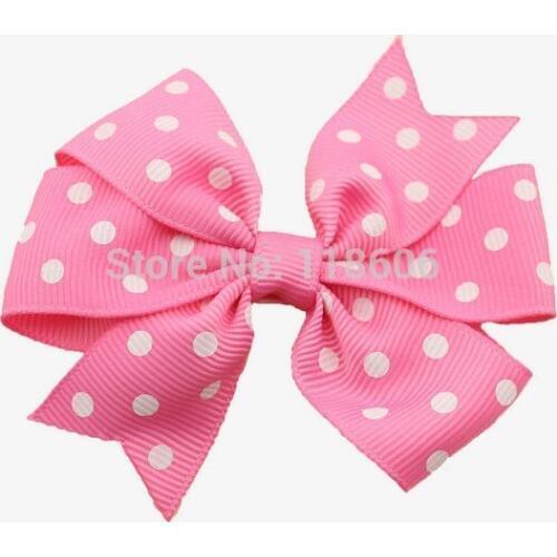 100pcs Medium Polka Dot Pinwheel Bow Clip Classic Bow Hot Pink Free Shipping