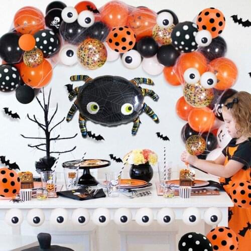 120P Halloween Balloon Arch Garland Kit Spider Confetti Balloons for Kids Halloween Theme Party Background Classroom Decorations