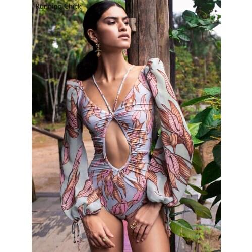 2021 New Sexy One-piece Printed Bikini, Womens Long Sleeve Swimsuit, Womens Fashion