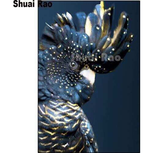 5 d DIY Diamond Painting Black parrot Diamond mosaic Drill Square round Picture Of Rhinestone Embroidery animal