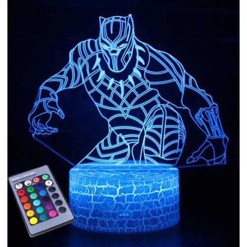 Vogliovoi 3D Night Lights Acrylic Series Anime Black Hero Man 16Colors Crack ABS Base For Kids Child Bedroom Decor