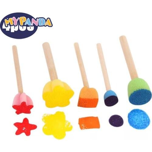 5pcs Kids Toddler Sponge Stamp Brush Kits Flower Drawing Toys For Children Paint Educational Art And Craft Creativity Boys Girls