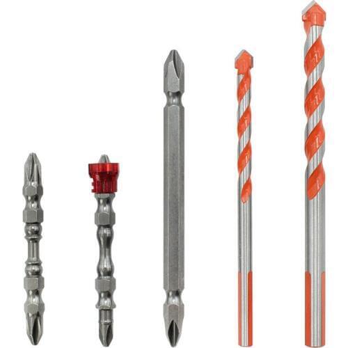 5Pcs Electric Tools Set Diamond Drill Hammer Concrete Ceramic Tile Metal Drill Bit Round Shank DIY Wall Hole Saw Drilling