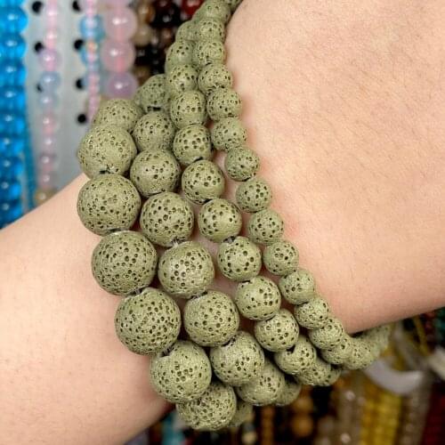6-12mm Dull Polish Natural Dark Green Volcanic Rock Lava Stone Loose Spacer Matte Beads For Jewelry Making Diy Accessories 15
