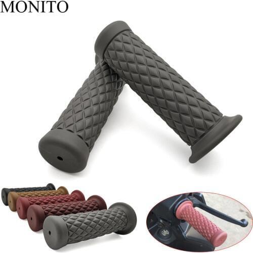 7/8" 22MM Vintage rubber handlebar Motorcycle handle grip Bar Ends For YAMAHA YZF R1 R6 2005 2006 2007 2008 2009 2010 2011 2012
