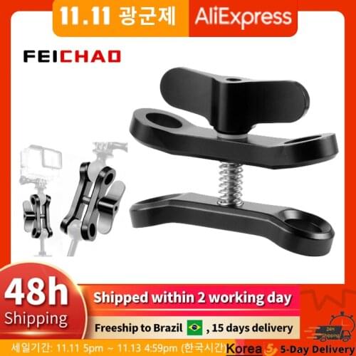 Aluminum Diving Ball Clamp 2 Holes Long Butterfly Clip SLR Camera Light Arm Tray Bracket Mount Adapter Underwater Photography