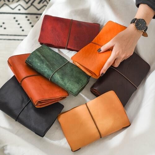 Art retro unisex genuine leather long wallet holder layer cowhide large-capacity storage bag passport holder document bag