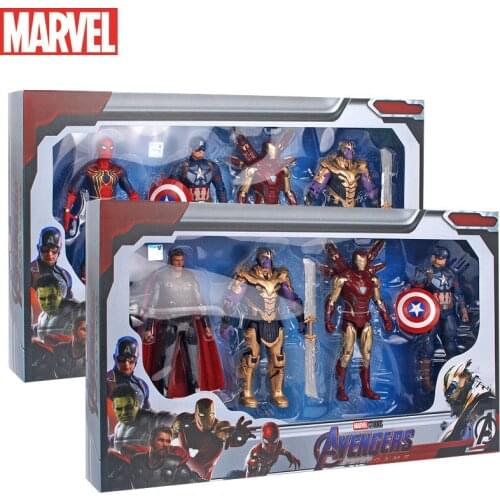 7inch Regular Version 4pcs/set Marvel Iron Man Spiderman Figma Avengers Joint Movable Action Figure Toy Model for Youth Gift