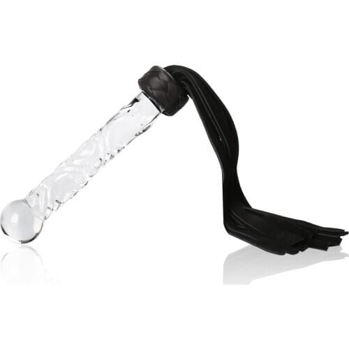 Crystal glass dilata butt plug leather whip adult loose whip love teaching whip female with fart fart female slave teaching