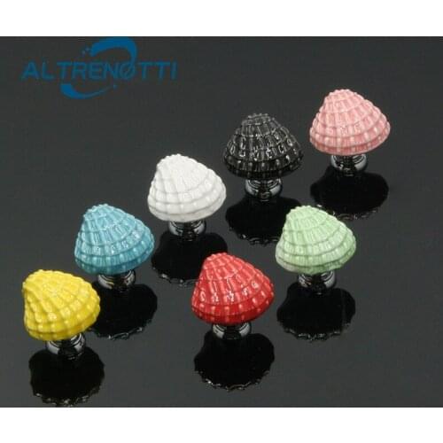 Ceramic Furniture Wardrobe Handle Shell Shape Colorful Rural Door Pull Kid Room Cabinet Drawer Kitchen Cupboard Knob Hardware