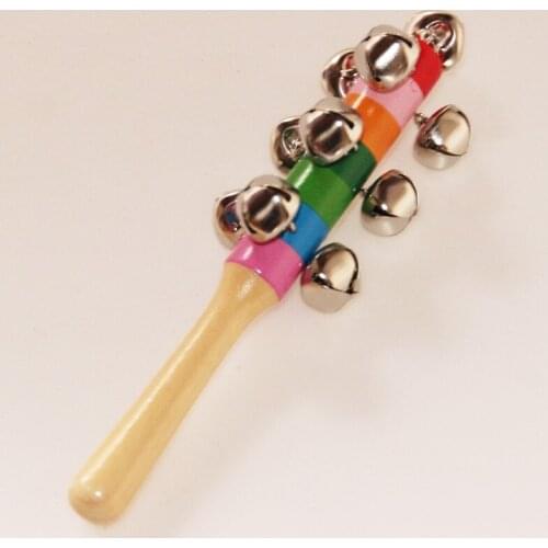 Colorful Rainbow Hand Held Bell Stick Wooden Percussion Musical Toy for KTV Party Kids Game Wholesale Retail