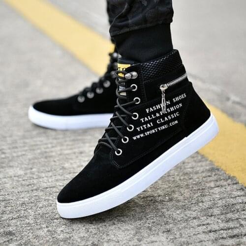Shoes Boots Flat Trend Men Shoes Skateboarding Sneakers Men High Top Shoes Retro British Trend Lacing Hip hop Shoes Male