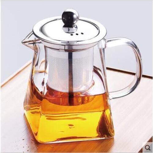 500ml Square Heat resistance galss Tea pot,Kettle with steel filter/strainer,for water and flowers Coffee Juice Milk wine
