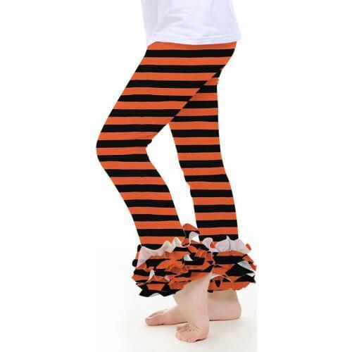 Kaiya Angel Halloween Girl Leggings Ruffles Icing Leggings Pants Stripe 2017 Halloween Kids Pants Children Clothes Wholesale