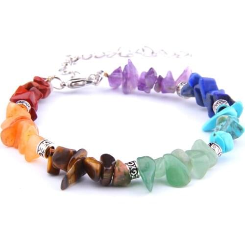 Hot 2021 Irregular Chakra Stone Bracelet Natural Bead Jewelry Bracelet Ladies Crushed Stone Clear Crystal Aquamarine