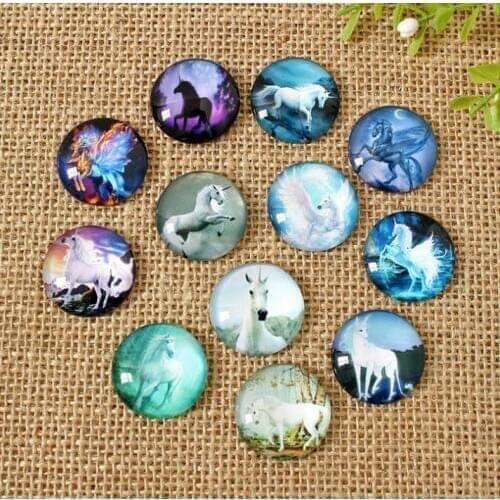 Horse Round Flatback Glass mosaic Dome Cabochons Gems Jewelry Making mosaic Handcrafts Scrapbooking