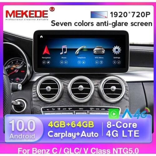MSM8953 Android 10 8 Core 4GB+64GB 4G LTE Car GPS Navigation Multimedia Player for Benz C-Class W205 GLC-Class X253 V-Class W446