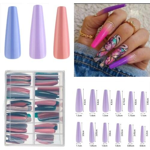120pcs Mixed Colors False Nail Set XXL Long Ballerina Fingernails Glossy Impress Artificial Press on Nails Full Cover Decoration