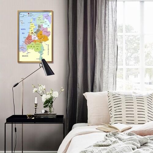 Wall Poster Dutch Series Netherlands Map Canvas 42*59cm Clear and Easy To Read Wall Painting for School Supplies