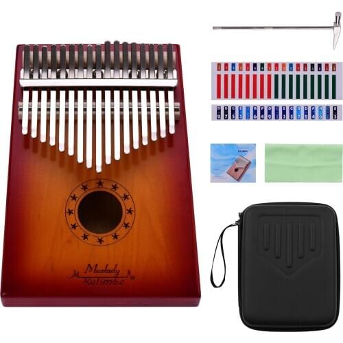 Muslady 17 Keys Thumb Piano Kalimba Mbira Finger Piano Solid Wood Metal Material Musical Instrument Portable for Kids Adults