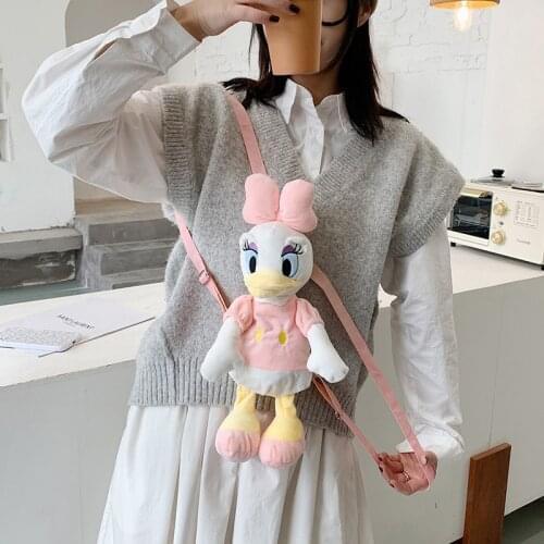 Donald Duck Plush Backpack Teenage Girl Disney Creativity Design Minnie Cute Student Bag Cartoon Backpack 2021 New