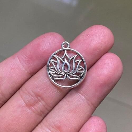 30pcs Om Lotus Flower Connector Pendants Charms Jewelry Making DIY Mens WomenNecklace Bracelet Handmade Crafts Accessories