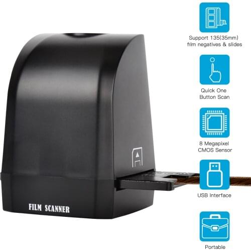 Portable 8 Megapixel CMOS Negative Film Scanner 135 Film Slide Scanner Converter Convert 35mm/135mm Slides & Negatives to JPEG