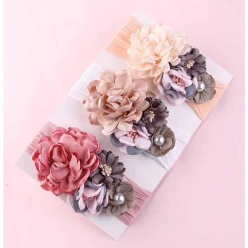 New Stitching Flower Baby Girl Headband Nylon Thin Hair Bands For Kids Girls Photo Porps Elastic Hair Accessories Baby Headwear