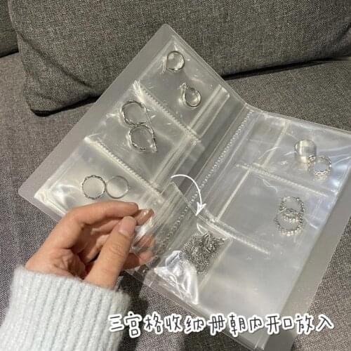 INS Transparent Jewelry Storage Book 160/288/84 Grid/10-50 pouch Ring Binder Organizer Case Earring Holder Bag Air-Tight #DKL4G