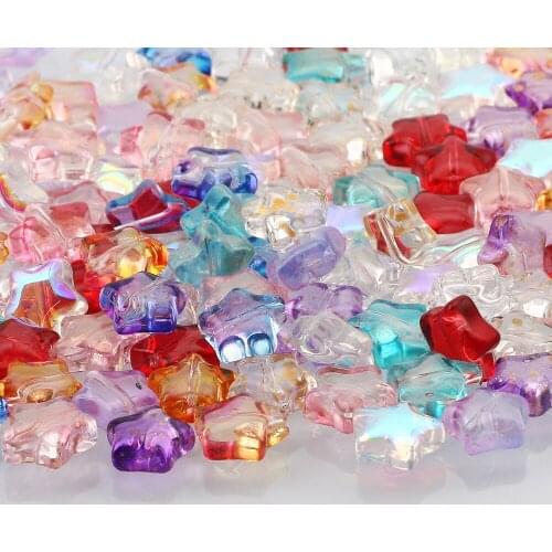 10-50pcs/lot Mixed Colorful Star Spacer Beads 8mm Loose Glass Beads For Jewelry Making Diy Necklace Bracelet Accessories