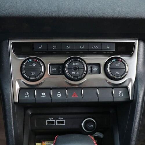 Stainless Steel Auto Air Conditioning Knob Decorative Frame Cover Trim Stickers For Skoda Karoq Interior Styling Car Accessories