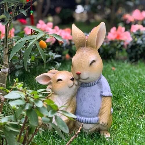 Rabbit Garden Statue Resin Rabbit Gift for Child Doll Micro Landscape Anime Figures Simulation Animal Home Garden Decoration