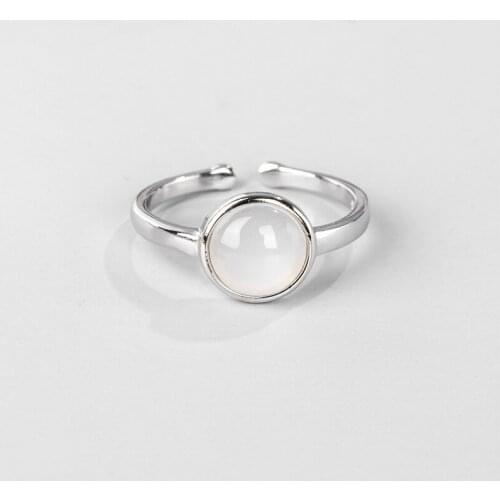 Silver 925 Jewelry Womens Ring White Agate Jewelry Female Fine Temperament Rings 925 Sterling Silver Woman Silver Rings