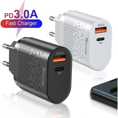 EU US UK Wall Plug PD USB Fast Charge 20W Smart Phone 3A Quick Charger For iPhone 12 Pro Max Xiaomi 11 10 Huawei P40 P30 Samsung