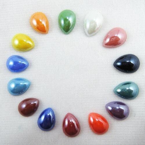 Mixed Colors 10*14mm 30pcs Water Drop Half Glass Flat Back Cabochons Beads Diy Jewelry Findings Decor Craft Scrapbooking HA-28