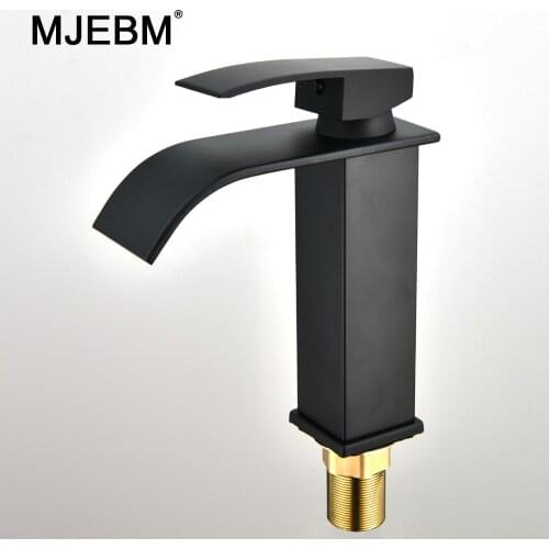 MJEBM Black Square Paint Sink Faucet Washbasin Faucet Bathroom Basin Faucets Hot Cold Mixer Tap Single Hole Kitchen Items