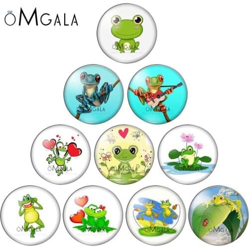 Cartoon Cute Love Frog Funny Animals 8mm/10mm12mm/18mm/20mm/25mm Round photo glass cabochon demo flat back Making findings