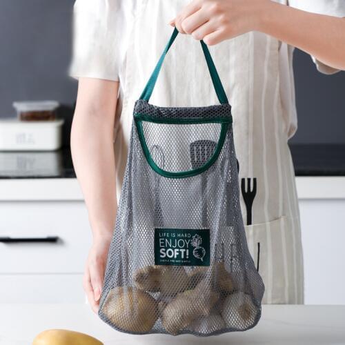 YOMDID Vegetables Fruits Storage Bag Onion Garlic Kitchen Mesh Bags Hangable Organizer Reusable Breathable Bag Kitchen Gadgets