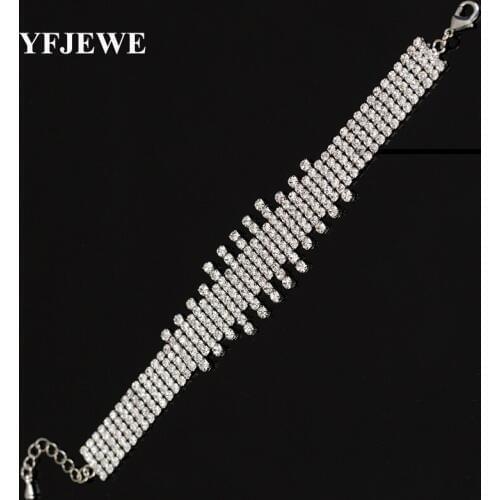 YFJEWE New fashion Wedding Bracelets & Bangles Silver Plated Chain Austrian Crystal Women Bracelet jewelry accessories #B074