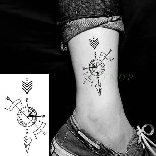 Waterproof Temporary Tattoo Stickers Compass fake Tatto Body Art Flash Tatoo Tatouage Arm Hand Back Foot Tato for Girl Women Men