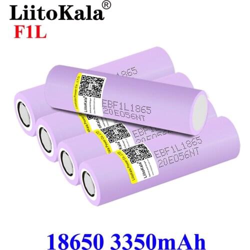 LiitoKala original 18650 battery 3350 mAh F1L discharge rechargeable 3.7V batteries flat / button top for flashlight power tools