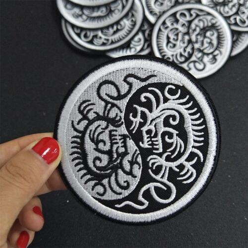 Yin Yang Martial Arts Kung Fu Patch, Dragons Sewing Label Patches Clothes Stickers For Apparel Bag DIY Accessories