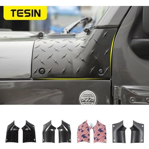 TESIN Car Hood Angle Wrap Guards Decor Cover Stickers Accessories For Jeep Gladiator JT 2018+ For Jeep Wrangler Sahara JL 2018