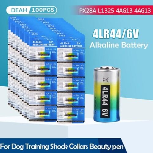 100PCS 6V 4LR44 Dry Alkaline Battery A544V 4034PX PX28A L1325 4AG13 544 4A76 For Dog Training Shock Collars Beauty Pen Camera