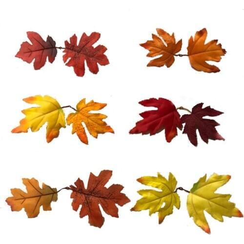 20pcs Autumn Plants Artificial Maple Leafs Fake Tree Branch Silk Rattan Leaves False Wall Wreath For Home Wedding Festival Decor