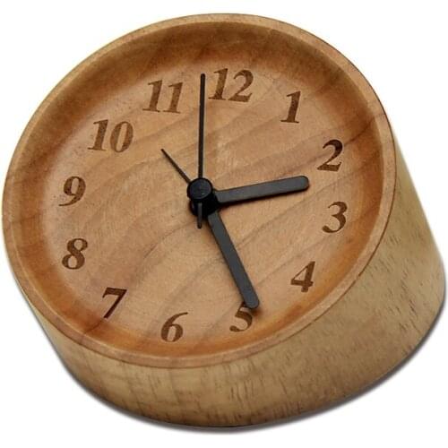 2017 Fashion Creative Round Irregular Bedside Solid Wood Alarm Clock