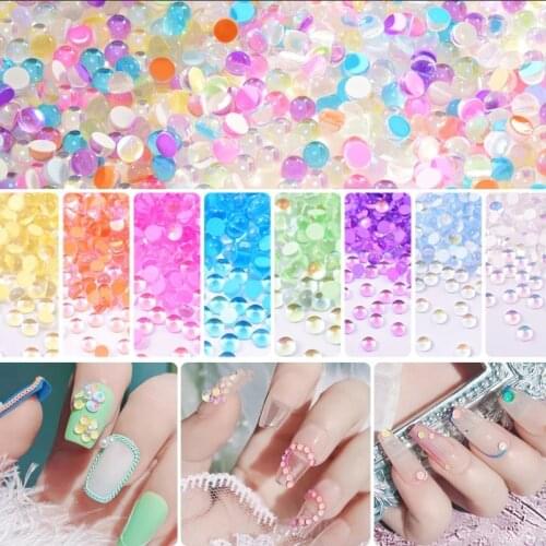 2021 Mixed Size Mermaid Round Glass Crystal Beads AB 3D Nail Art Rhinestones DIY Flatback Acrylic Stones Decorations