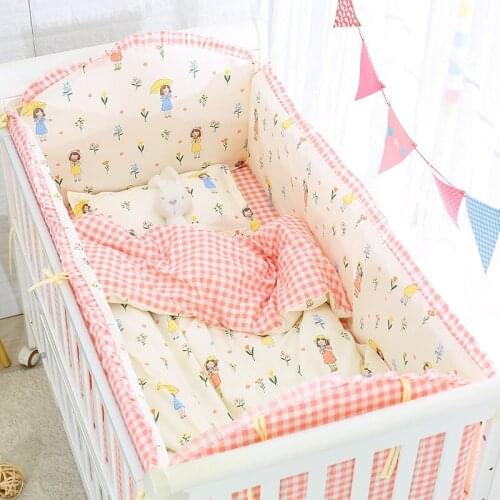 5PCS Newborn Baby Bedding Set Baby Crib Bedding Set With Bumper Baby Crib Bumper Baby Cot Sets Kids Bed Bumper 120x60cm