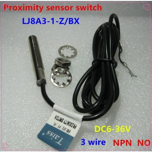 5pc Inductive Proximity Sensor,LJ8A3-1-Z/BX DC6-36V 3Wire NO NPN DC 200mA Proximity Switch sensor switch